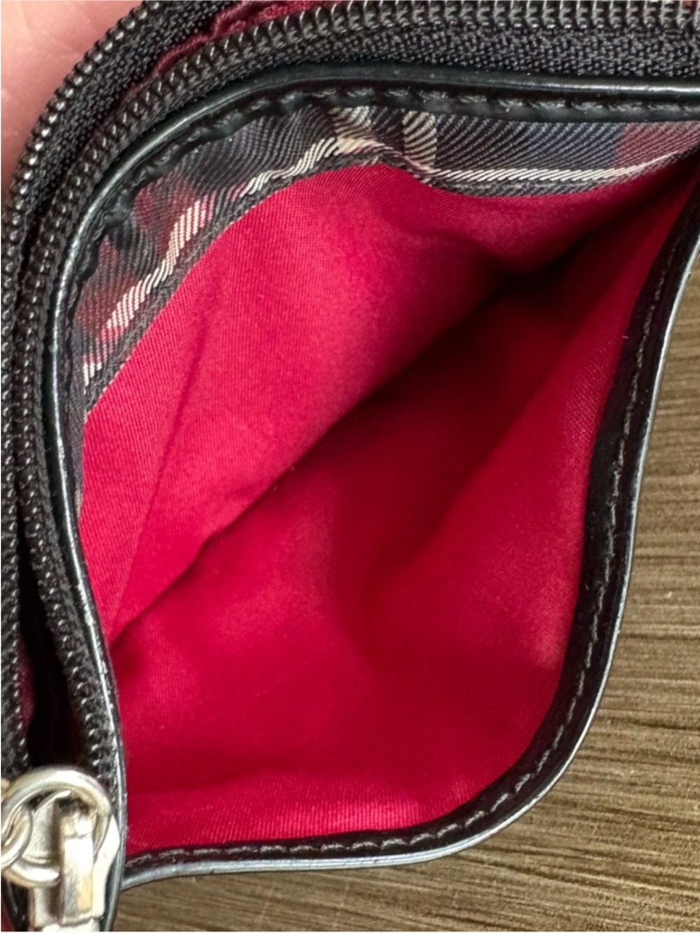 Coach Poppy Tartan Plaid Glam Tote + Cardholder (Red/Blue) 18713 - Picture 15 of 16